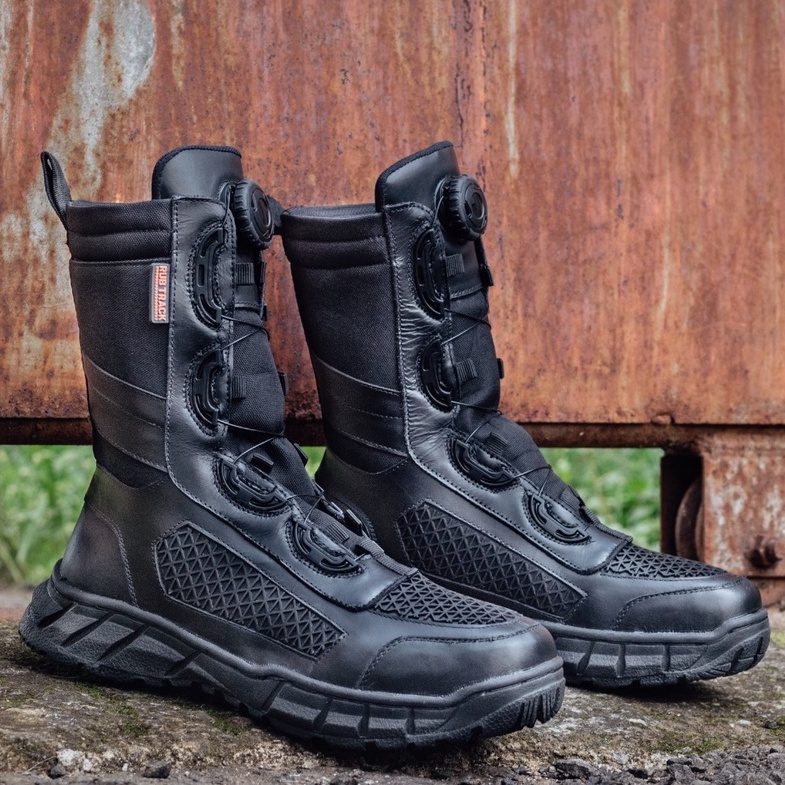 RUBTRACK - Sepatu pdl Ninja Boa Libra Bahan Kulit Asli Premium Model Tawon Ninja Boa Tali Putar Lacing Sistem Fitgo Impor Pdl Tni Polri Resleting Ziper Kombinasi Crordura Top Tactical Shoes