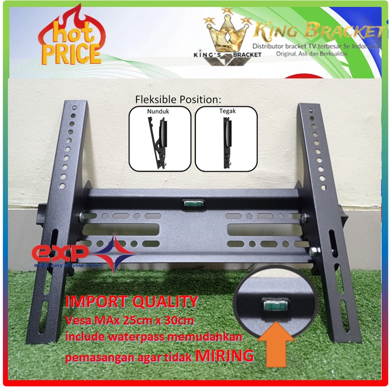 Bracket TV CHANGHONG 21&quot; s/d 43&quot; waterpass GARANSI 100% COCOK!!! IMPORT QUALITY