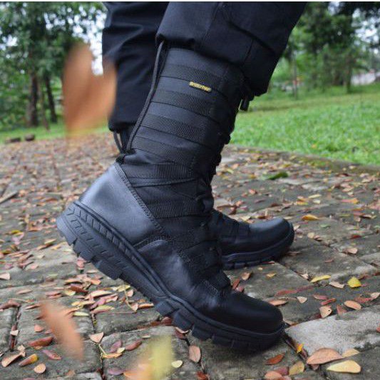 SEPATU PDL NINJA TNI POLRI BAHAN KULIT SAPI &amp; KORDURA ANTI AIR MERK BROTRHER NINJA M2 SLETING DI SOL