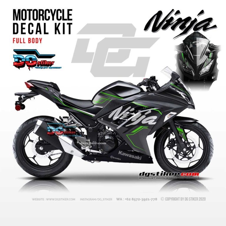 Decal Sticker Ninja 250 FI Hitam Hitech