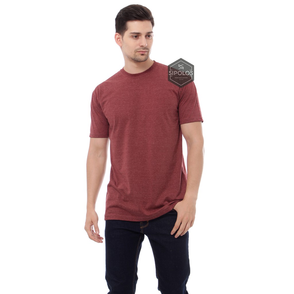  KAOS POLOS RED MAROON TWOTONE MISTY LENGAN PENDEK 30S 