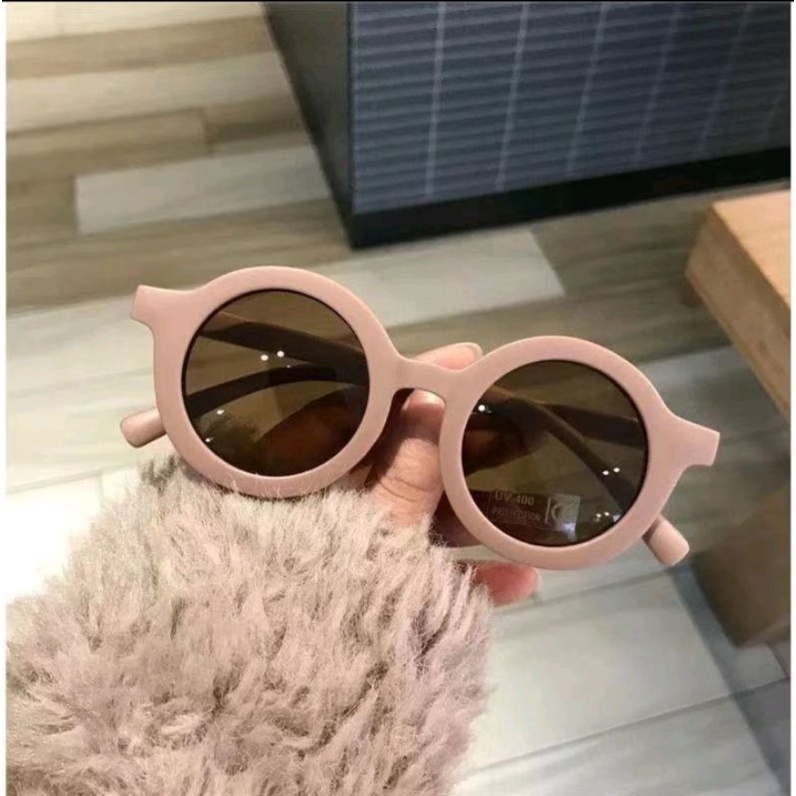 [ COD ] Kacamata Anak New Trend Model Bulat Boboho Gaya Korea / Fashion Anak Terbaru Bulat Unisex High Quality-Coklat Tua KCMT Anak