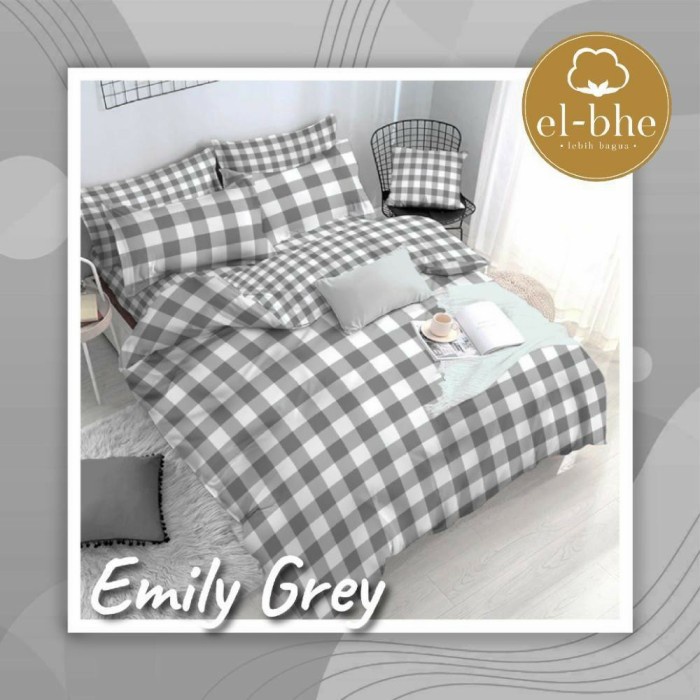 Sprei Katun Lokal Motif Kotak2 Emily - 180×200×40 Murah