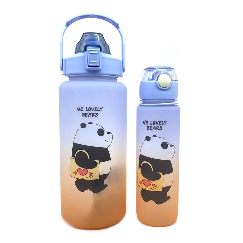 BOTOL MINUM 2IN1 GRADIASI BEAR / BOTOL MINUM 2 LITER DAN 800ML / BOTOL MINUM ANAK FREE STICKER 2D ANS0129