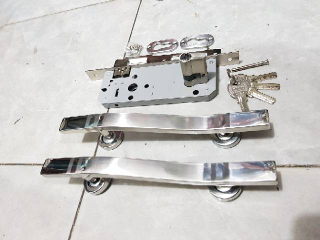 Paket handle pintu stainless 25cm 1set + body pelor PROMO TERMURAH