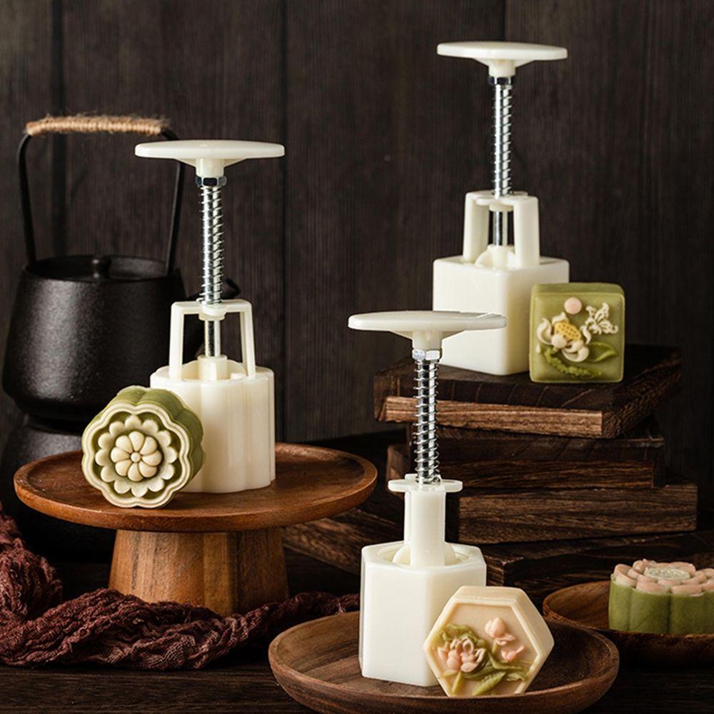 [Elegan] Cetakan Kue Bulan Indah Mooncake Handmade Kue Plungers Dapur Gadget Bentuk Bunga Lotus Baking Dekorasi Cookie Press