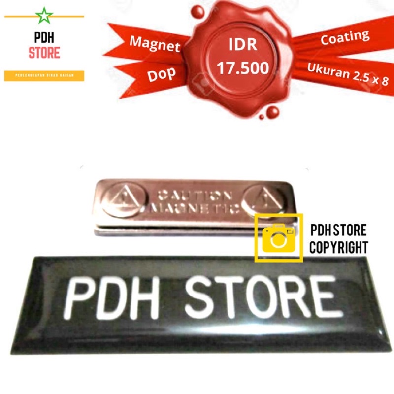 

Name Tag / Papan Nama Doff Coating 2,5x8 cm - Magnet