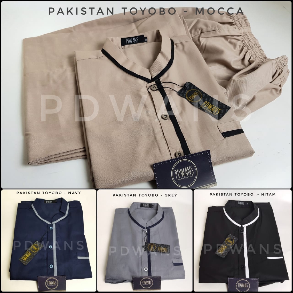 SETELAN PAKISTAN DEWASA Toyobo Seri WARNA BAJU UMROH Muslim Pria - PDWANS