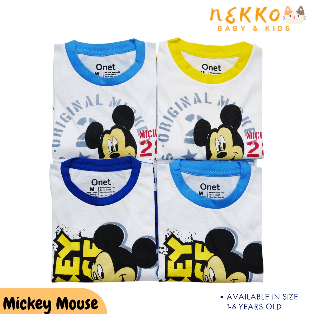 Nekko Baby - Setelan Kaos Anak Laki- Laki  Cowok Karakter Mickey Mouse, 1 - 6 tahun, 2 warna Biru Mu