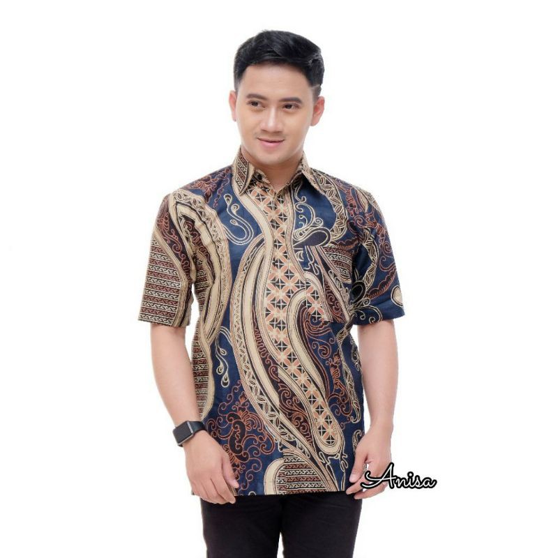 Atasan Batik Wanita PPBTK07 Modern Batik Cassual Atasanbatik Wanitabatik /Atasanwanita-Hem abstrak navy