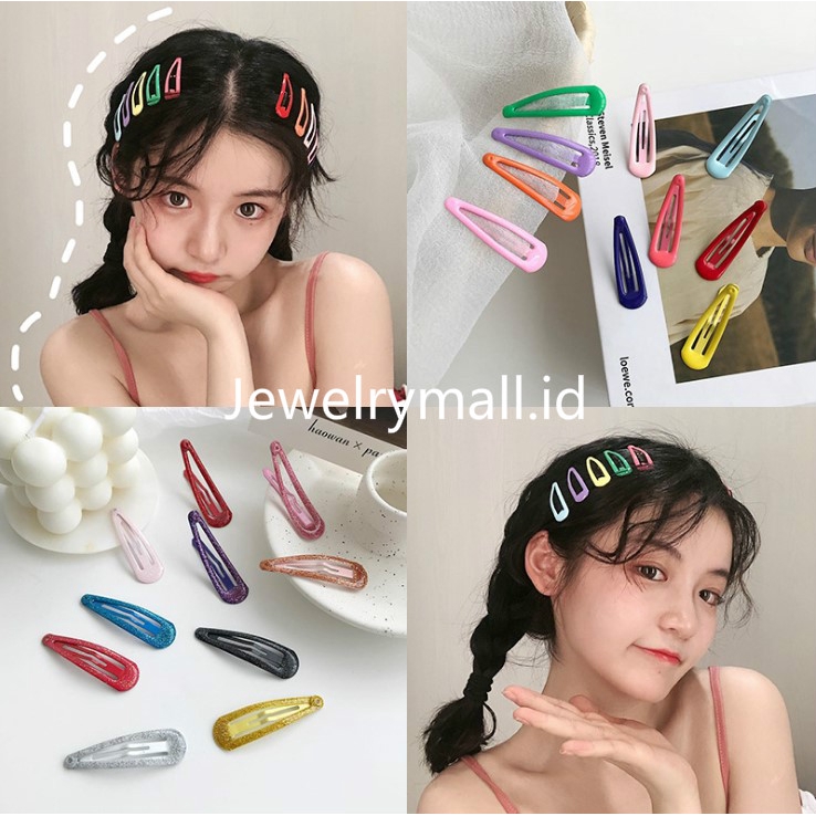 10Pcs Set Jepit  Rambut  Candy Warna  Model Korea Warna  Warni  