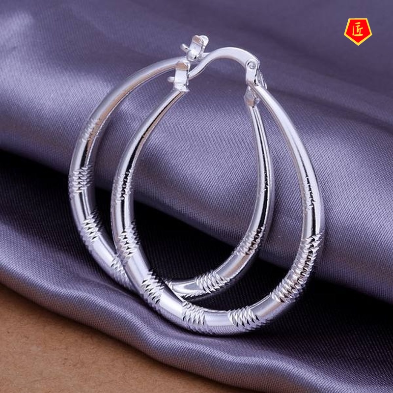 [Ready Stock]Fashion Creative Silver Circle Earrings