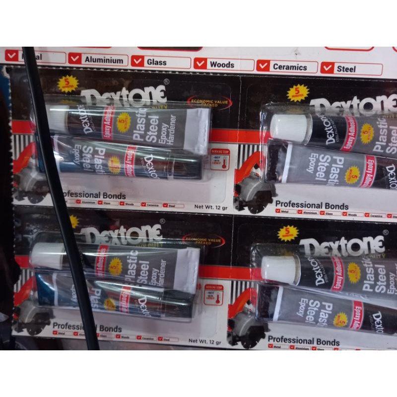 

Dextone Lem Besi Epoxy Plastic Steel 5 menit 12 gram - Lem Perekat Besi Baja Kayu