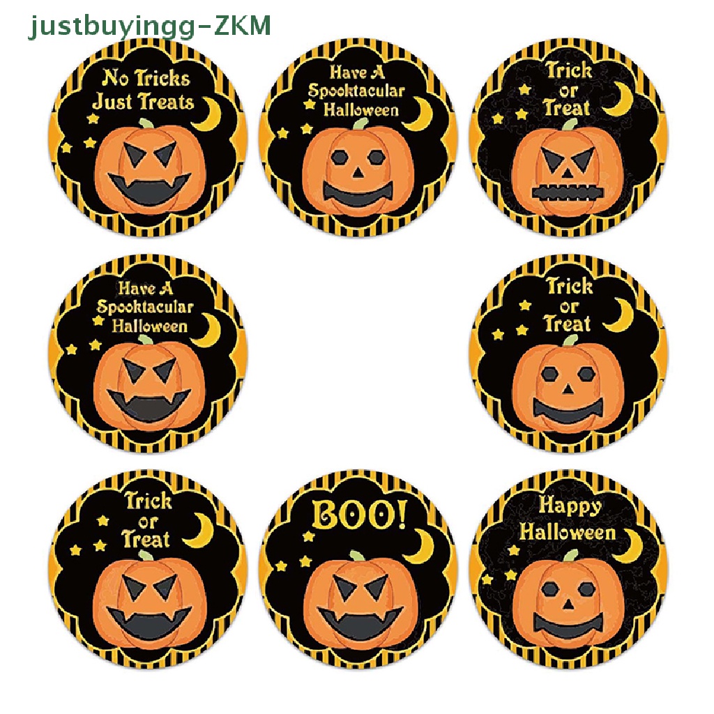 500 Pcs / Roll Stiker Kertas Motif Labu Halloween Untuk Dekorasi