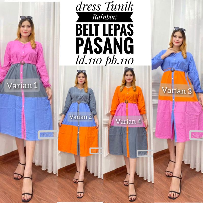 Dress | tunik | midi dress | midi | rainbow dress | pelangi | tunik rainbow | baju lebaran terbaru