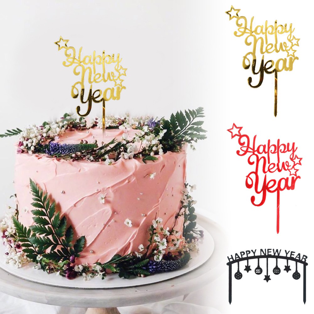 Topper Kue Desain Happy New Year Untuk Dekorasi Pesta