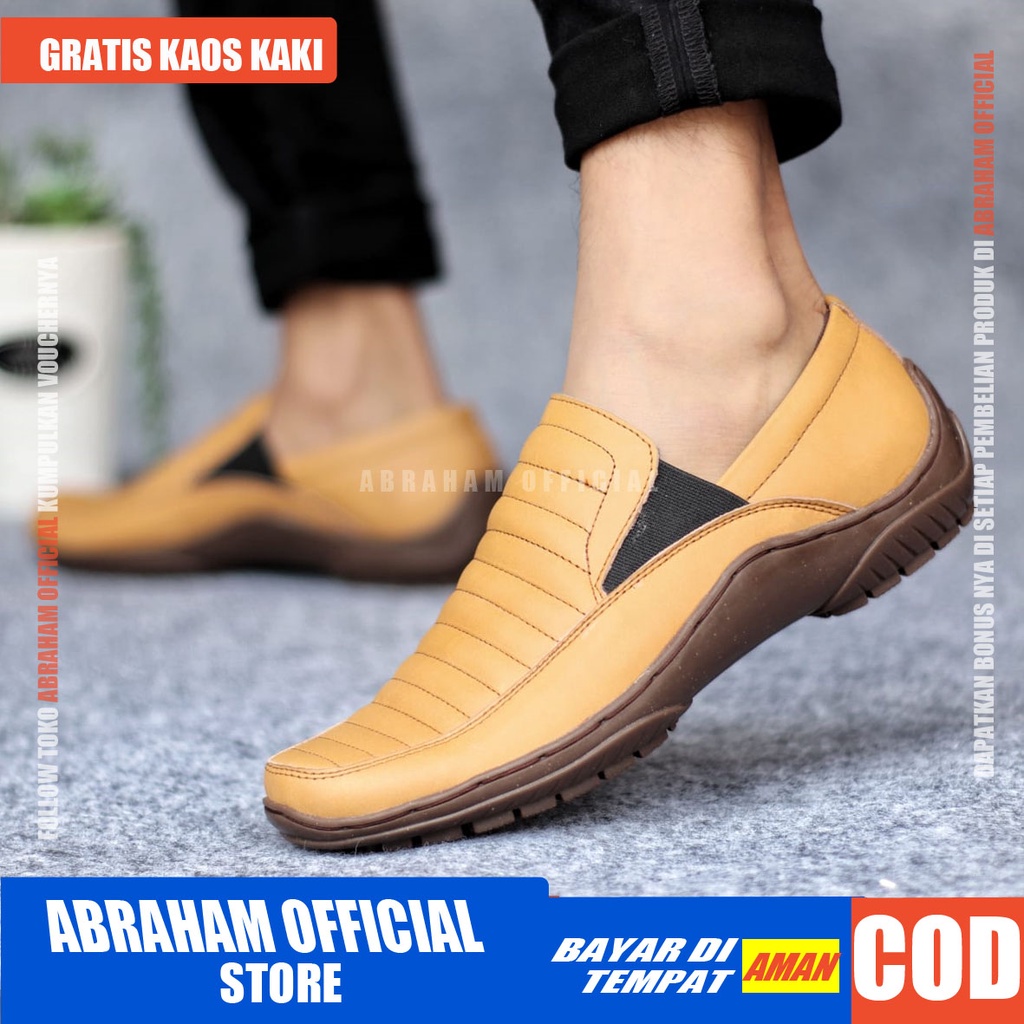 ABRHAHAM Sepatu Formal Pantofel Slop Kulit Hitam Pria