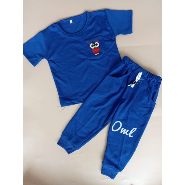 Setelan anak laki laki perempuan celana panjang 1-5 tahun baju stelan anak owl setelan joger anak