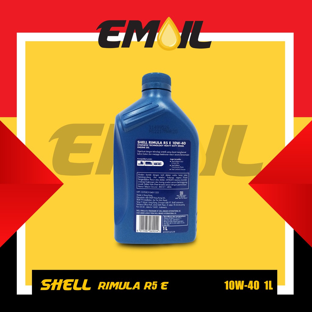 OLI SHELL RIMULA R5 E DIESEL SAE 10W-40 GALON ISI 1 LITER