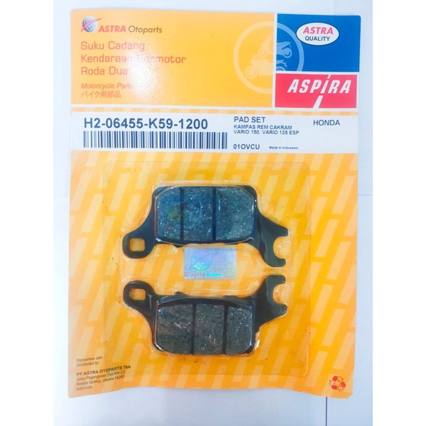 HARGA SPESIAL..KAMPAS REM DEPAN ASPIRA  UNTUK HONDA VARIO 150 CC, 125 CC LED 100% ORIGINAL