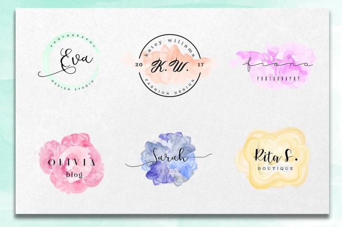 Watercolor Logo Template Set - Photoshop &amp; Illustrator