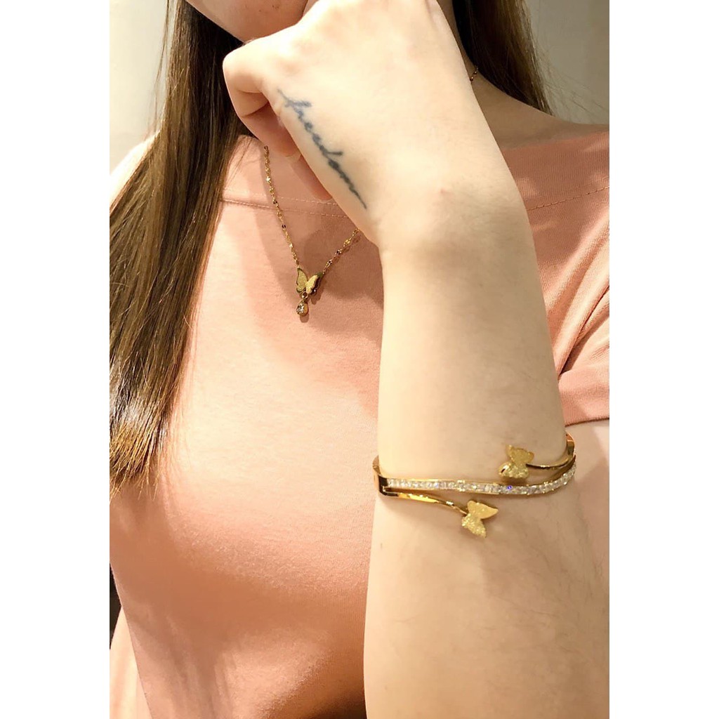 Set Perhiasan Titanium Kupu-Kupu Gold Full Diamond Xuping ASLI Anti Hitam Karat Alergi High Quality