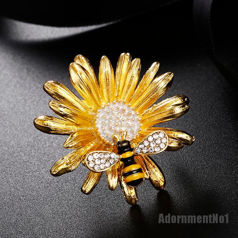 (Adornmentno1) Bros / Pin Motif Bunga Daisy + Lebah Madu Untuk Aksesoris Wanita