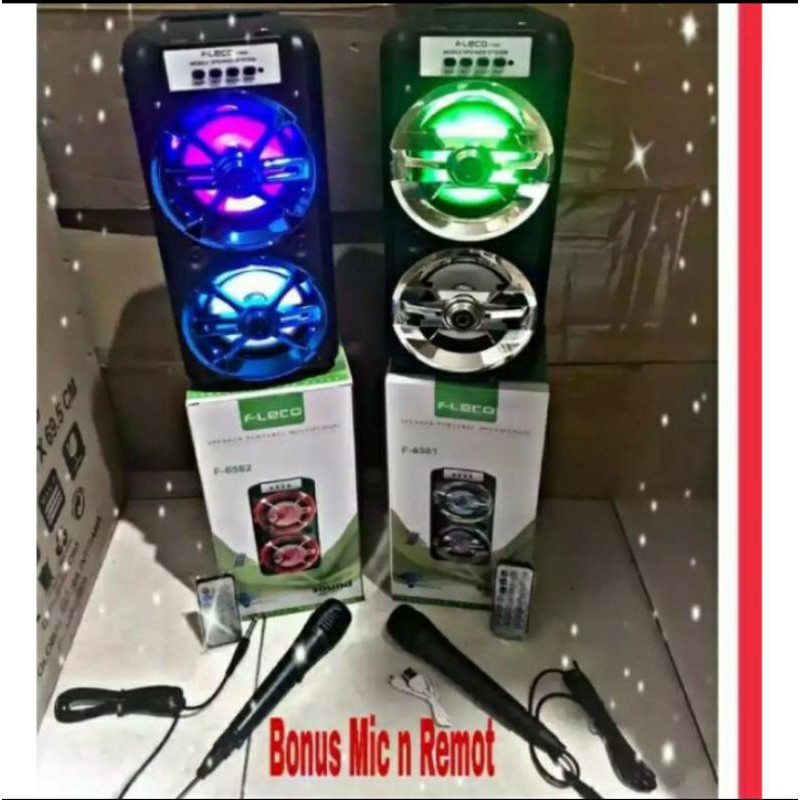 Speaker Bluetooth Fleco F-6581/6582 Free Mic karaoke