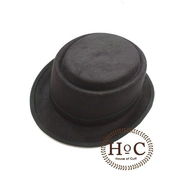 Houseofcuff Topi PORK PIE HAT BLACK LAKEN