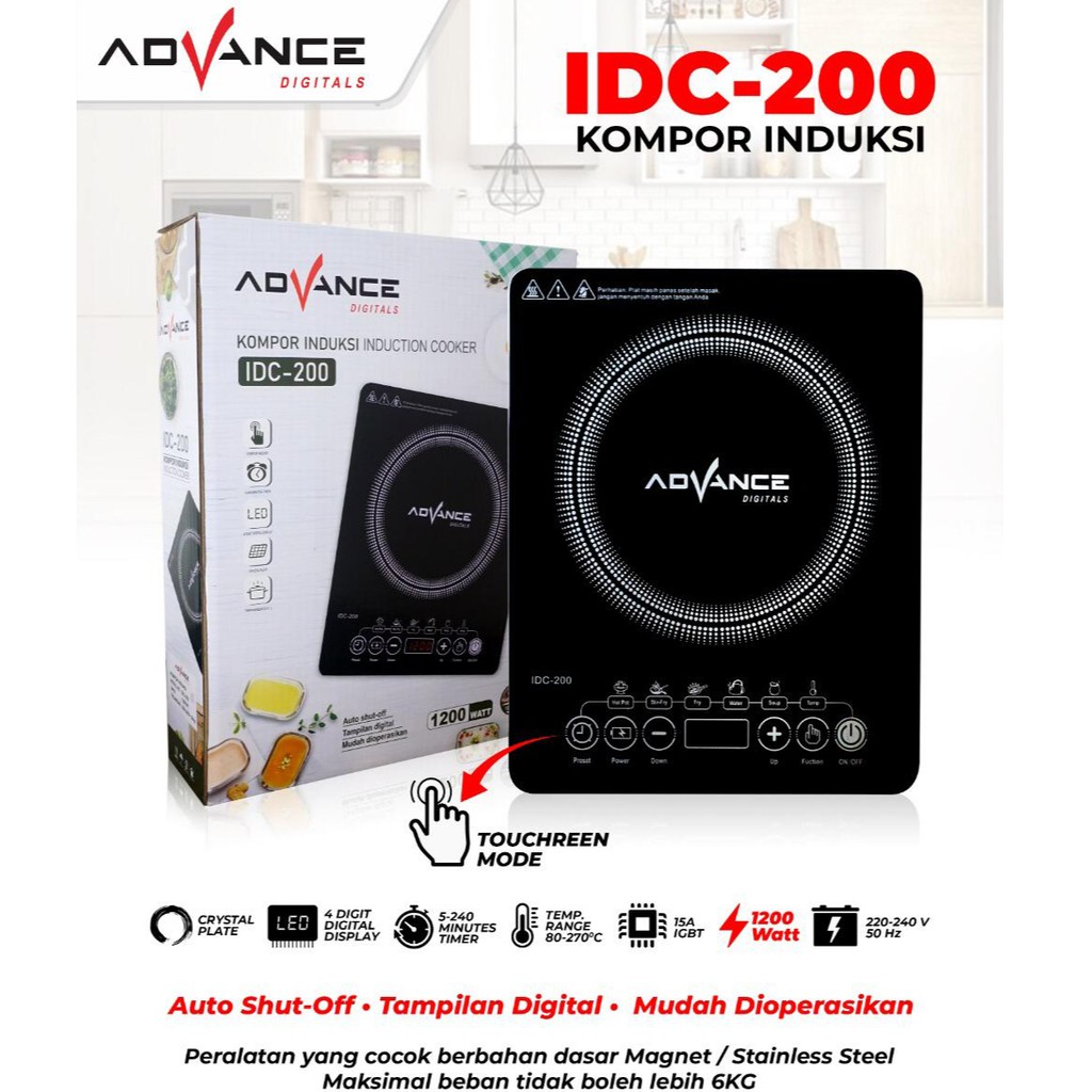 Advance Kompor Induksi Listrik Touch Screen Digital IDC200 Mudah Digunakan