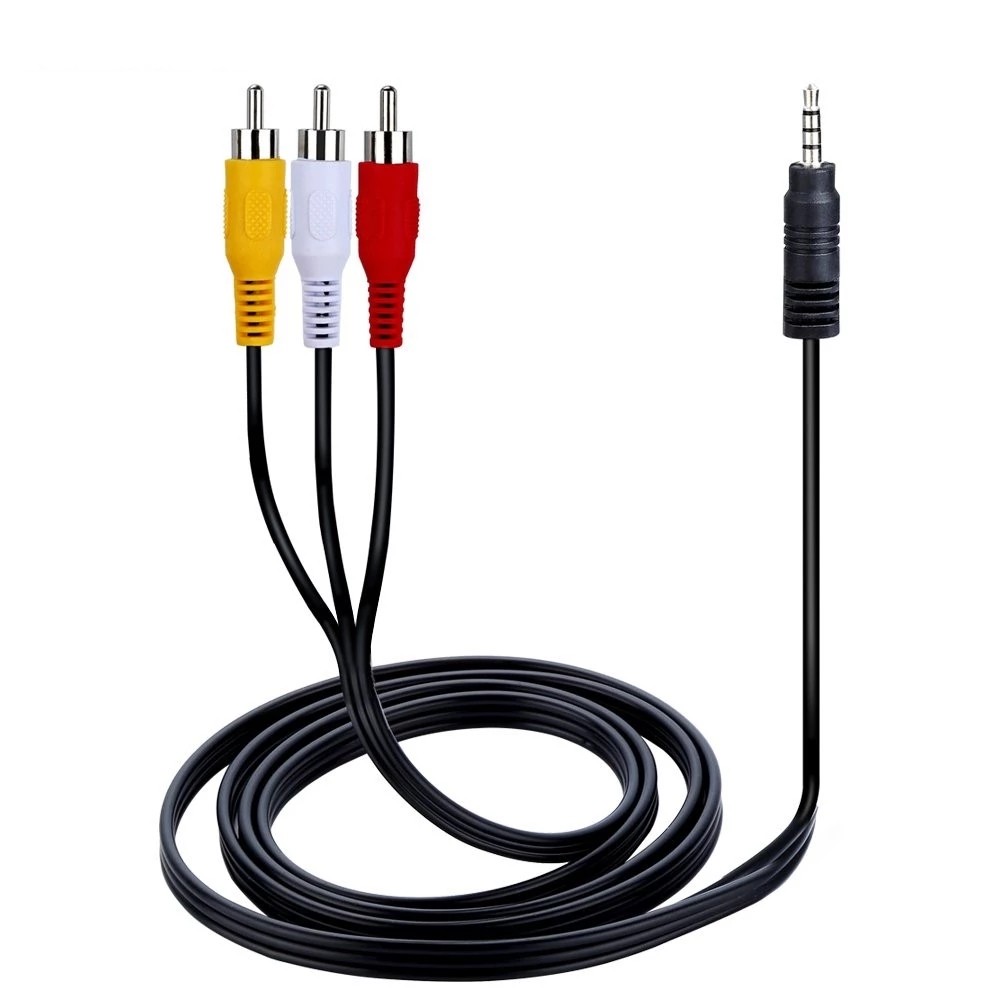 (Top Quality) (1M 3.5mm Jack Plug Male Ke 3 Rca Male Untuk Speaker / Laptop / Dvd / Tv)