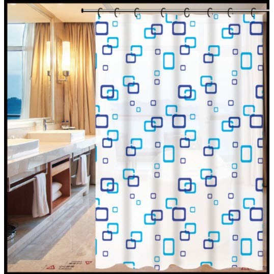 Tirai Kamar Mandi Shower Curtain 180 x 180 cm Bahan PEVA Anti Air