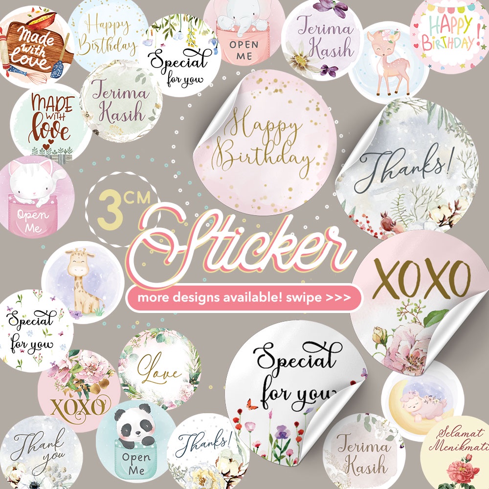 

Sticker Seal / Stiker Segel Box / Sticker Lucu Packaging / Sticker Label Thank You / Sticker Bulat Mini / Sticker Birthday / Stiker Terima Kasih