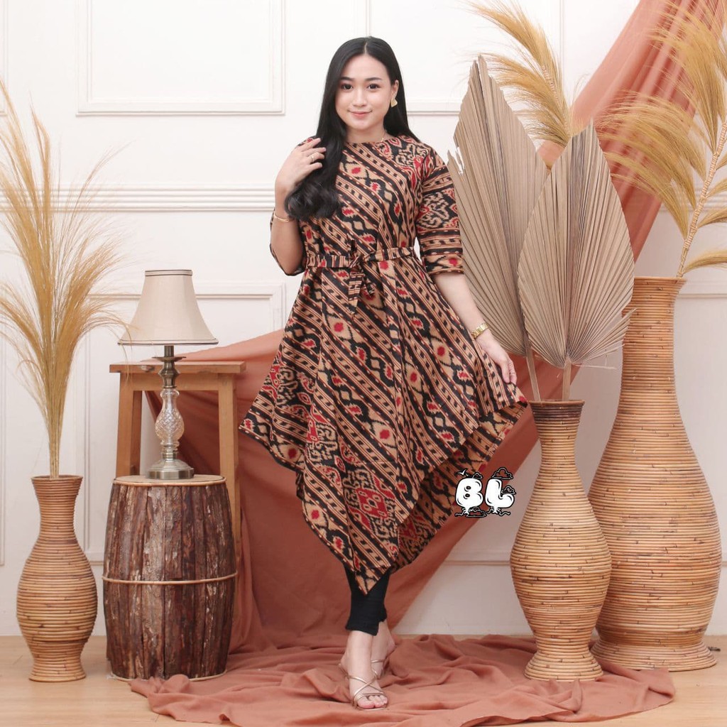 Tunik Batik Lancip Seragam Komunitas Kantor Formal Baju Kerja Katun Halus Motif Unik Dress Cantik 14