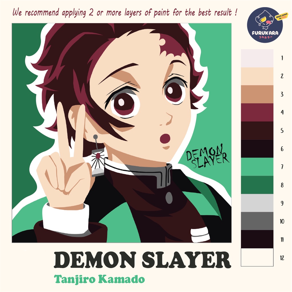 

Paint By Number Kimetsu no Yaiba (Kamado Tanjiro) | Painting Kit | 20x20cm Kanvas & 12 Akrilik
