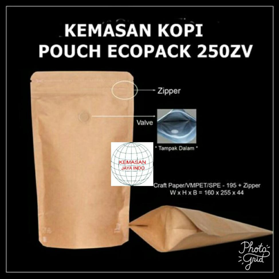 Diskon Kemasan Kopi Paper Metalized 250gr Zipper n Valve