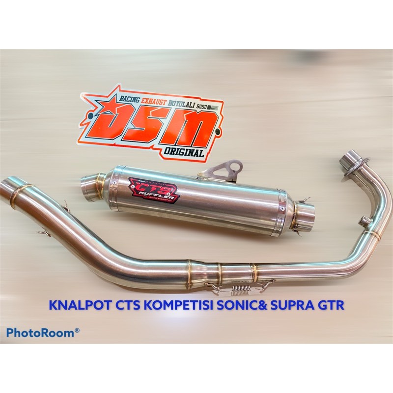 Knalpot CTS bulat Kompetisi SONIC SUPRA GTR Leher bending