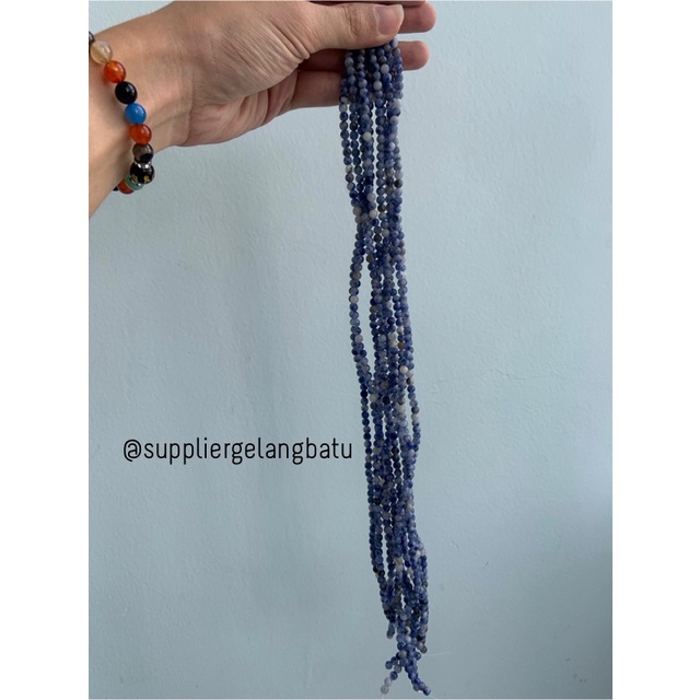 bahan craft gelang kalung sodalite 4mm renceng akik alam natural biru