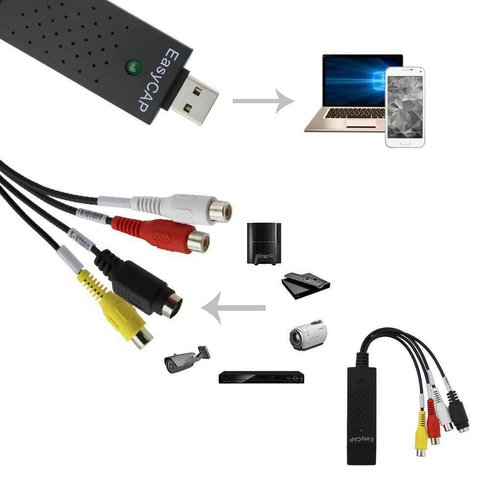 Trend-3in1 (EasyCap Free 2 OTG) Easycap USB 2.0 Video DVD Capture 1 Cahnnel Adapter Card AV Capture