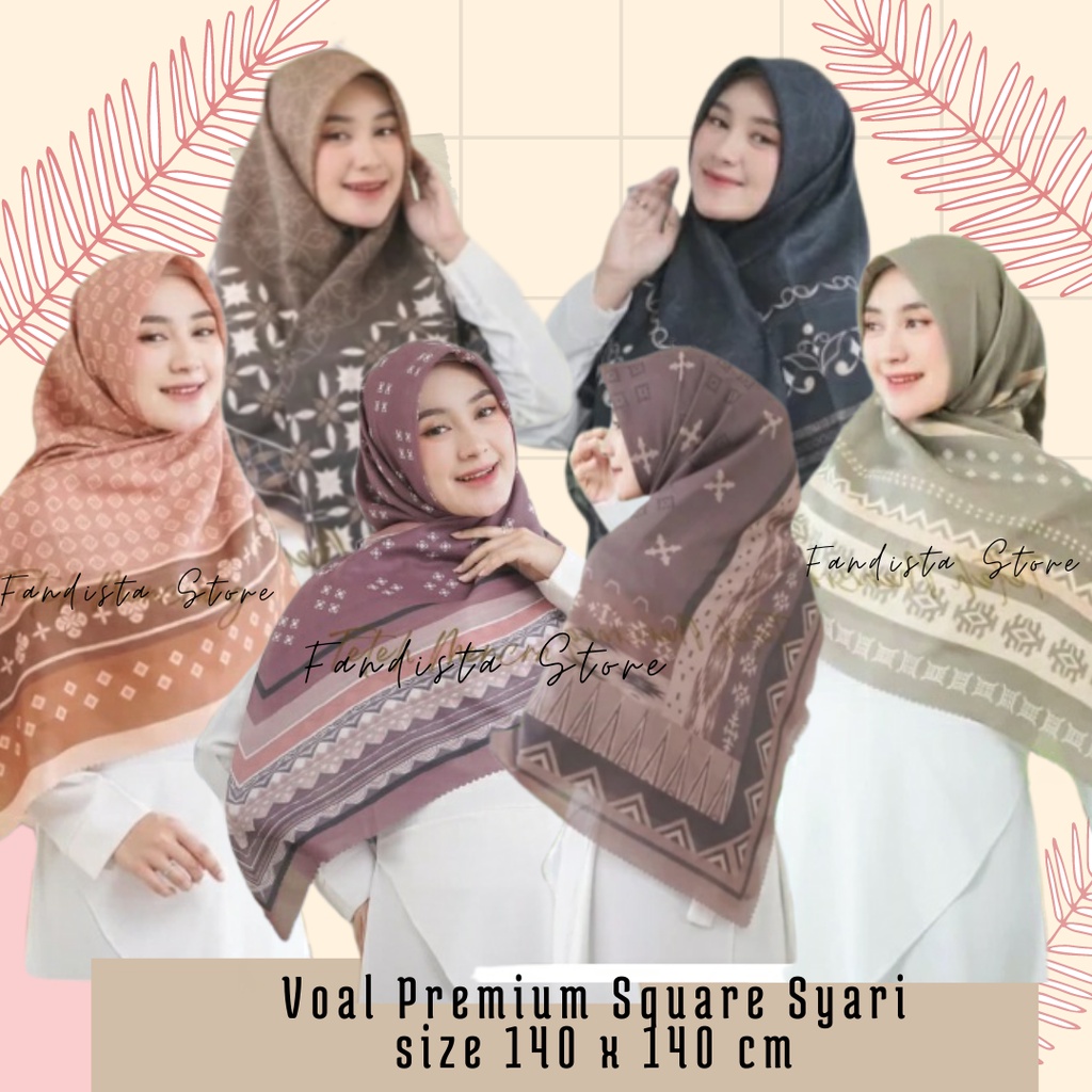 Hijab segi empat - jilbab voal motif jumbo