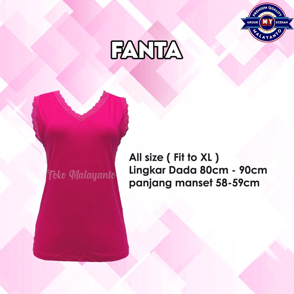 Tank Top Renda Kerah V Polos Warna Ukuran All size Ready Stok!!-Pink Fanta