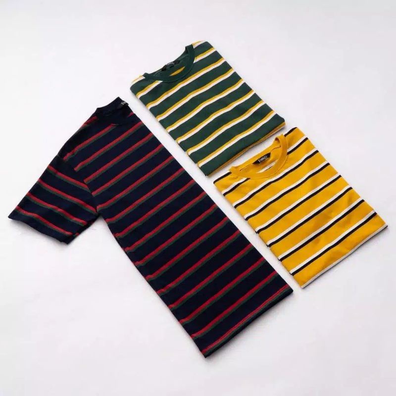kaos polos stripe 3 warna Unisex