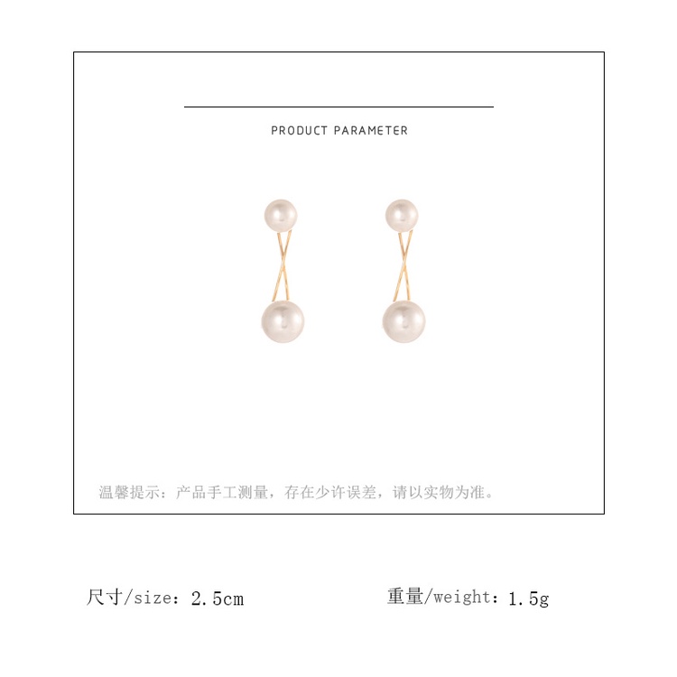 Sterling silver jarum Korea cross Mutiara busur anting-anting sederhana temperamen perjalanan sosial