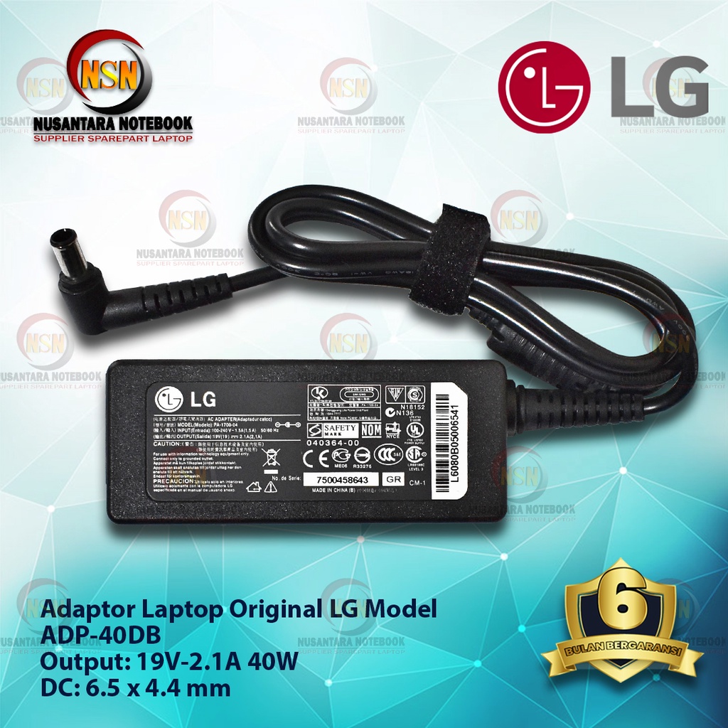 Adaptor Charger Original LG 19V-2.1A DC 6.5 X 4.4mm for Monitor