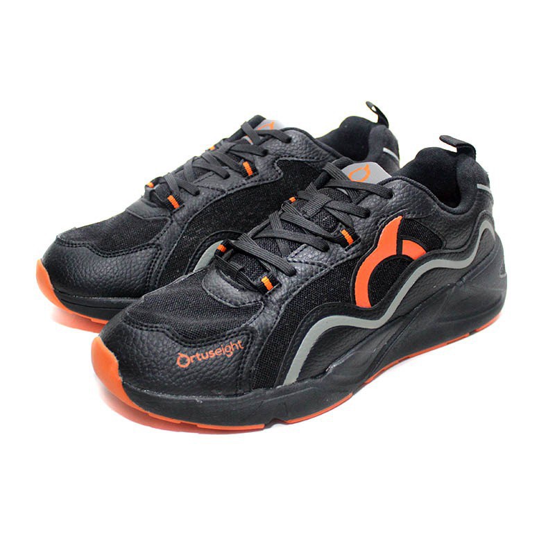 SEPATU SNEAKERS RUNNING CASUAL ORTUSEIGHT WAVEZ - BLACK ORTRANGE  (100% ORIGINAL)