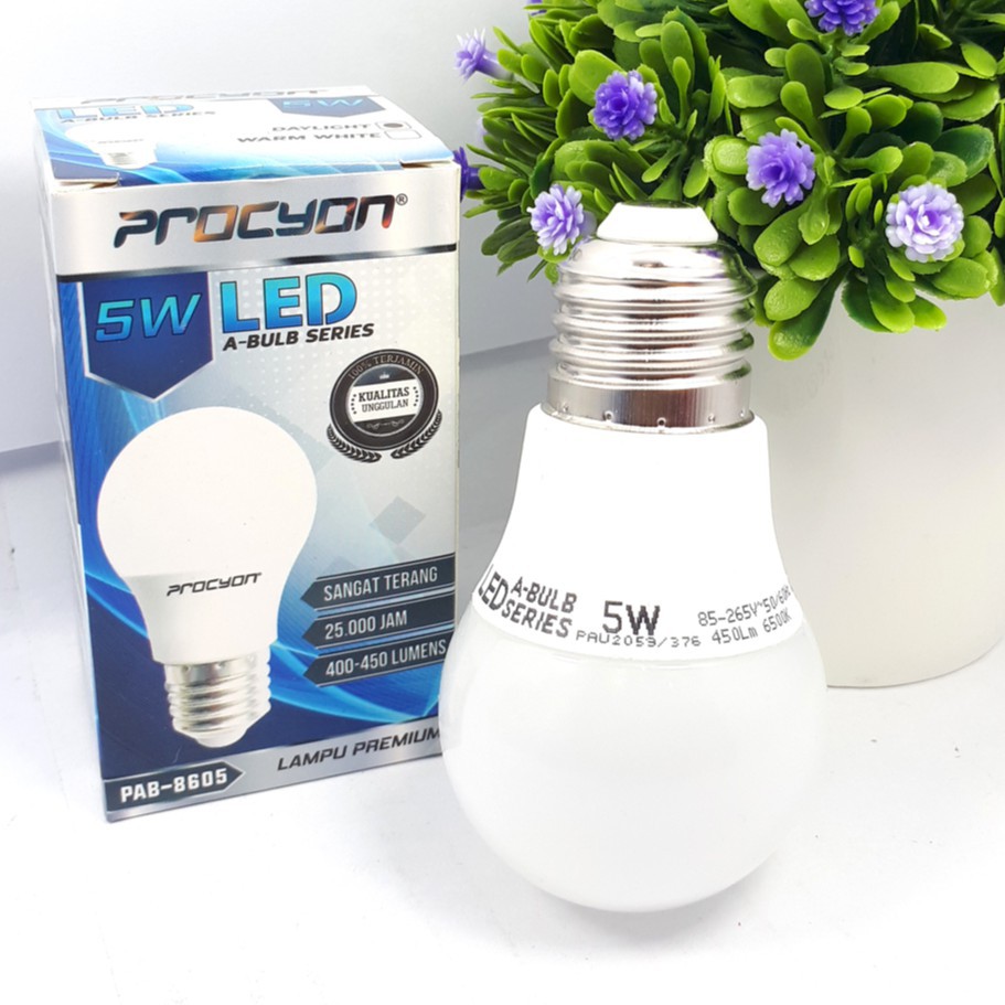 Lampu led Procyon 5 watt warm white / white procyon led 5w bulb warm white ww kuning hangat 3000K