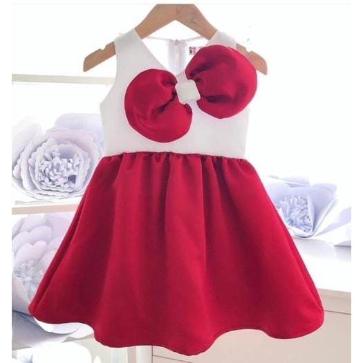 [DRESS KID BIG RIBON FT] DRESS ANAK PEREMPUAN SATEN VARIAN WARNA