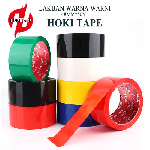 HOKI TAPE 48MM*50Y WARNA-WARNI Perekat Murah Super Kuat LAKBAN ISOLASI WARNA-WARNI