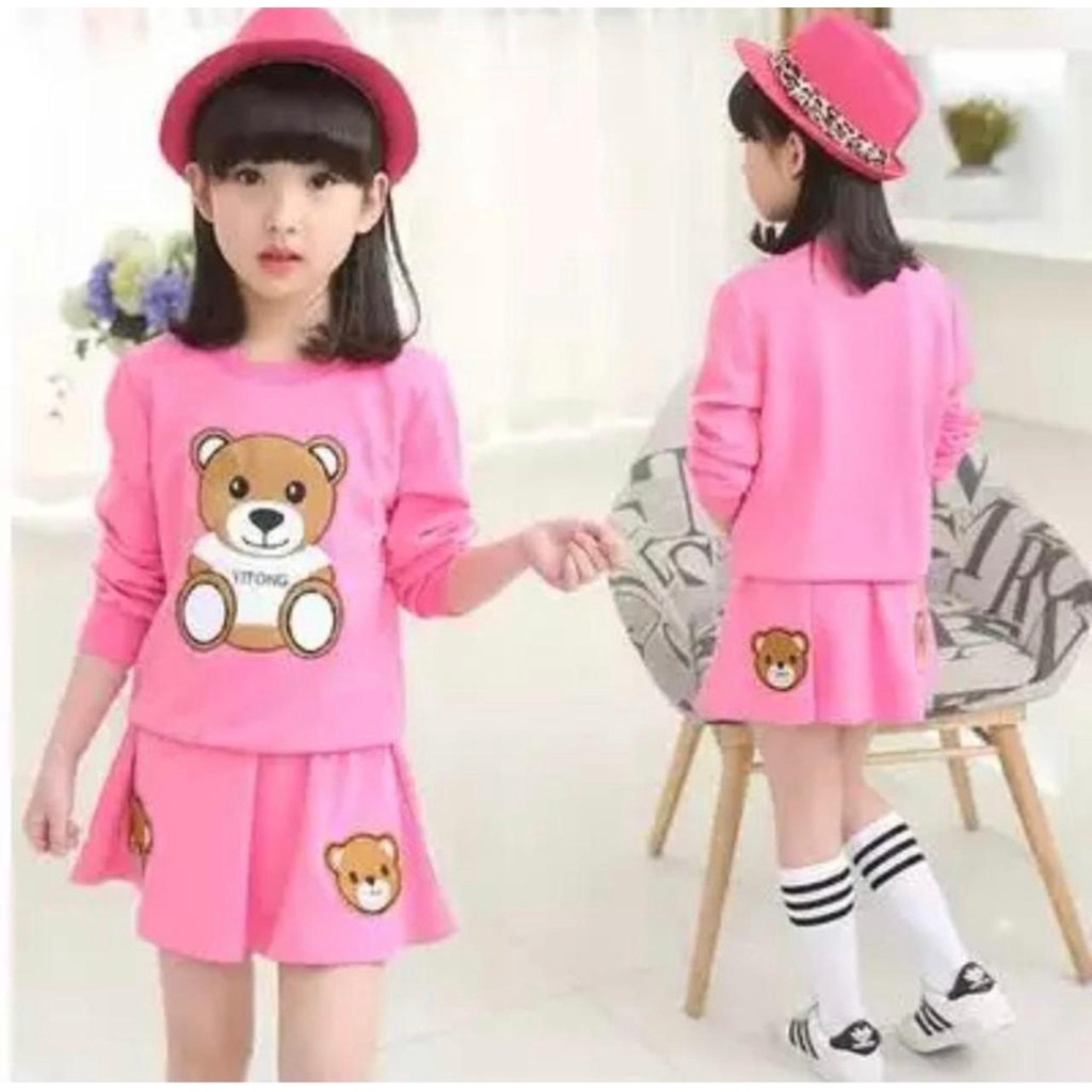 Setelan Rok anak perempuan baju panda anak perempuan terbaru 1-7 Tahun