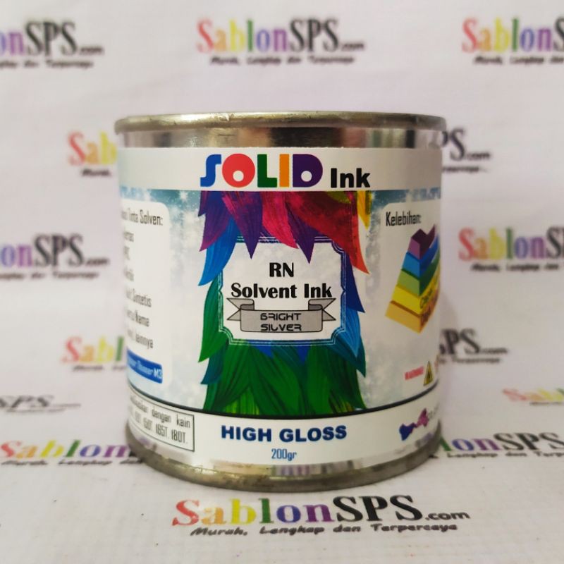 TINTA SABLON PVC SOLVENT BASED 200GR BRIGHT SILVER KERTAS VINYL AKRILIK KULIT SINTETIS